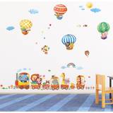 Decowall Animal Train & Hot Air Balloons Wall Stickers