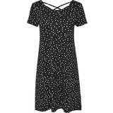 Dam - Snörning Kläder Only Loose Short Sleeved Dress - Black/Printed
