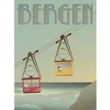 Vissevasse Bergen Cable Cars Poster 50x70cm
