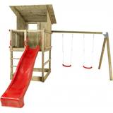 Plus Plastleksaker Lekplats Plus Play Tower with Sloping Roof Swings Slide & Swing Seats