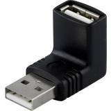 2.0 - En kontakt Kablar Deltaco USB A - USB A (angled) Adapter M-F