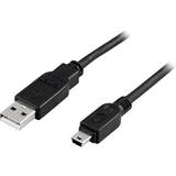 Svarta - USB-kabel Kablar Deltaco USB A - USB Mini B M-M 2.0 1m
