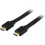 Deltaco HDMI-kablar - Standard HDMI-Standard HDMI Deltaco Gold Flat HDMI - HDMI High Speed with Ethernet 1m