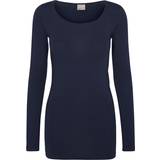 Dam - U-ringning T-shirts Vero Moda Casual Long Sleeved Blouse - Blue/Black Iris