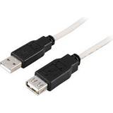 USB A-USB A - USB-kabel - Vita Kablar Deltaco USB A - USB A M-F 2.0 0.2m