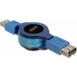 Platt - USB A-USB A - USB-kabel Kablar DeLock Retractable USB A-USB A M-F 1m