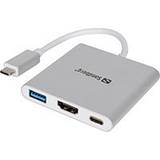 Kablar Sandberg USB C - USB-C/HDMI/USB-A 3.0 Adapter M-F