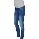 Tål strykning Gravid- & Amningskläder Mamalicious Slim Fit Maternity Jeans Blue/Medium Blue Denim (20008294)