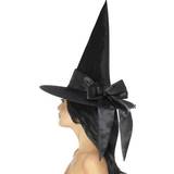 Smiffys Häxor Huvudbonader Smiffys Deluxe Witch Hat Black with Bow
