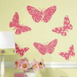 Fjärilar - Multifärgade Barnrum RoomMates Väggdekor Flocked Butterfly