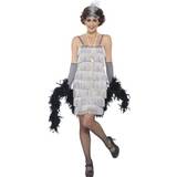20-tal - Halsdukar & Sjalar Maskeradkläder Smiffys Flapper Costume Silver with Short Dress