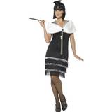 20-tal - Vit Maskeradkläder Smiffys Flapper Costume Black with Dress & Fur Stole