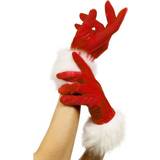 Smiffys Santa Gloves Red with White Trim