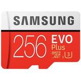 Samsung 256 GB Minneskort Samsung EVO Plus MicroSDXC Class 10 UHS-I U3 100/90MB/s 256GB+Adapter