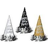 Amscan Cone Hats Black Silver Gold
