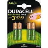 Duracell Batterier - Laddningsbara standardbatterier Batterier & Laddbart Duracell AAA Rechargeable Plus 4-pack