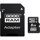 8 GB - microSDHC Minneskort & USB-minnen GOODRAM M40A MicroSDHC Class 4 15/4Mb/s 8GB+Adapter