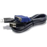 Blåa - USB-USB - USB-kabel Kablar Trendnet USB A - 2xVGA 3.1m
