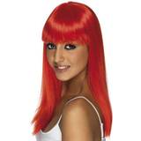 Röd Maskerad Långa peruker Smiffys Glamourama Wig Neon Red