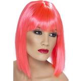 Rosa Maskerad Korta peruker Smiffys Glam Wig Neon Pink