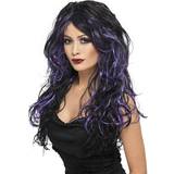 Spöken - Svart Peruker Smiffys Gothic Bride Wig Black & Purple