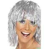 Damer - Silver Korta peruker Smiffys Cyber Tinsel Wig Silver