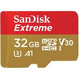 MicroSDHC Minneskort & USB-minnen SanDisk Extreme MicroSDHC Class 10 UHS-I U3 V30 A1 100/60MB/s 32GB +Adapter