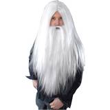 Trollkarlar Långa peruker Bristol Wizard Wig Long Beard White