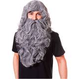Trollkarlar Långa peruker Bristol Wizard Wig & Beard Set Grey