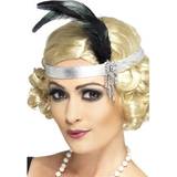 20-tal - Halsdukar & Sjalar Maskeradkläder Smiffys Silver Satin Charleston Headband