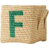 Rice Småförvaring Rice Small Square Raffia Basket with Painted Letter-F