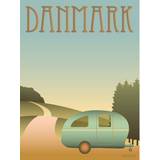 Vissevasse Väggdekorationer Vissevasse Danmark Camping plakat Poster 7x10cm
