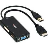 DisplayPort-kablar - Rund - Standard HDMI-Standard HDMI Lindy HDMI/USB A-DisplayPort/DVI/VGA M-F 0.2m
