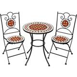 Ihopfällbar Caféset Utemöbler tectake Trädgårdsmöbler Mosaik 2 stolar + bord, 60 cm diameter