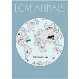 Animals - Blåa Tavlor & Posters OYOY Love Animals The World Poster 50x70cm