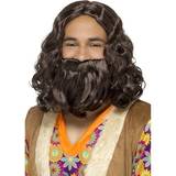 Brun Maskerad Korta peruker Smiffys Hippie/Jesus Wig & Beard Set
