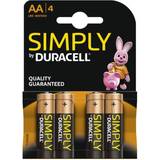 AA (LR06) - Alkaliska Batterier & Laddbart Duracell AA Simply Compatible 4-pack