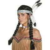 Vilda västern Maskerad Långa peruker Smiffys Native American Inspired Wig Black