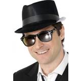 50-tal Hattar Smiffys Flocked Fedora Hat Black