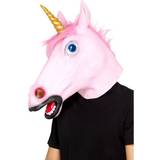 Rosa Heltäckande masker Smiffys Unicorn Latex Mask