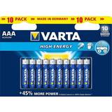 Varta AAA (LR03) - Alkalisk - Engångsbatterier Batterier & Laddbart Varta High Energy AAA 10-pack