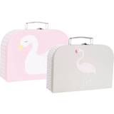 Jabadabado Rosa Förvaring Jabadabado Suitcase Swan & Flamingo Set of 2