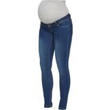 Knappar Gravid- & Amningskläder Mamalicious Slim Fit Maternity Jeans Blue/Blue Denim (20008771)