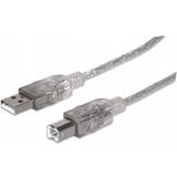 USB A-USB B - USB-kabel Kablar Manhattan Hi-Speed USB A-USB B 2.0 1.8m