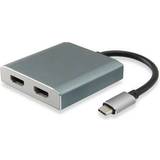 Gråa - HDMI-kablar - USB C-HDMI Equip USB C - 2xHDMI 0.2m