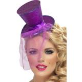 Lila Huvudbonader Smiffys Fever Mini Top Hat on Headband Purple