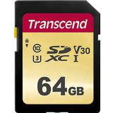 SDXC Minneskort & USB-minnen Transcend 500S SDXC Class 10 UHS-I U3 V30 95/60MB/s 64GB