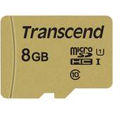 8 GB - microSDHC Minneskort Transcend 500S microSDHC Class 10 UHS-I U1 95/60MB/s 8GB +Adapter