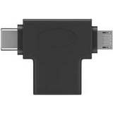 Båda kontakterna Kablar Wentronic USB A-USB B Micro/USB C M-F Angled Adapter