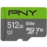 PNY 512 GB Minneskort PNY Elite microSDXC Class 10 UHS-I U1 V10 90MB/s 512GB +Adapter